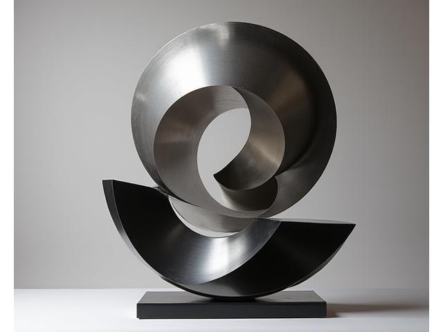 현대적인 기하학적 형태의 추상 금속 조각