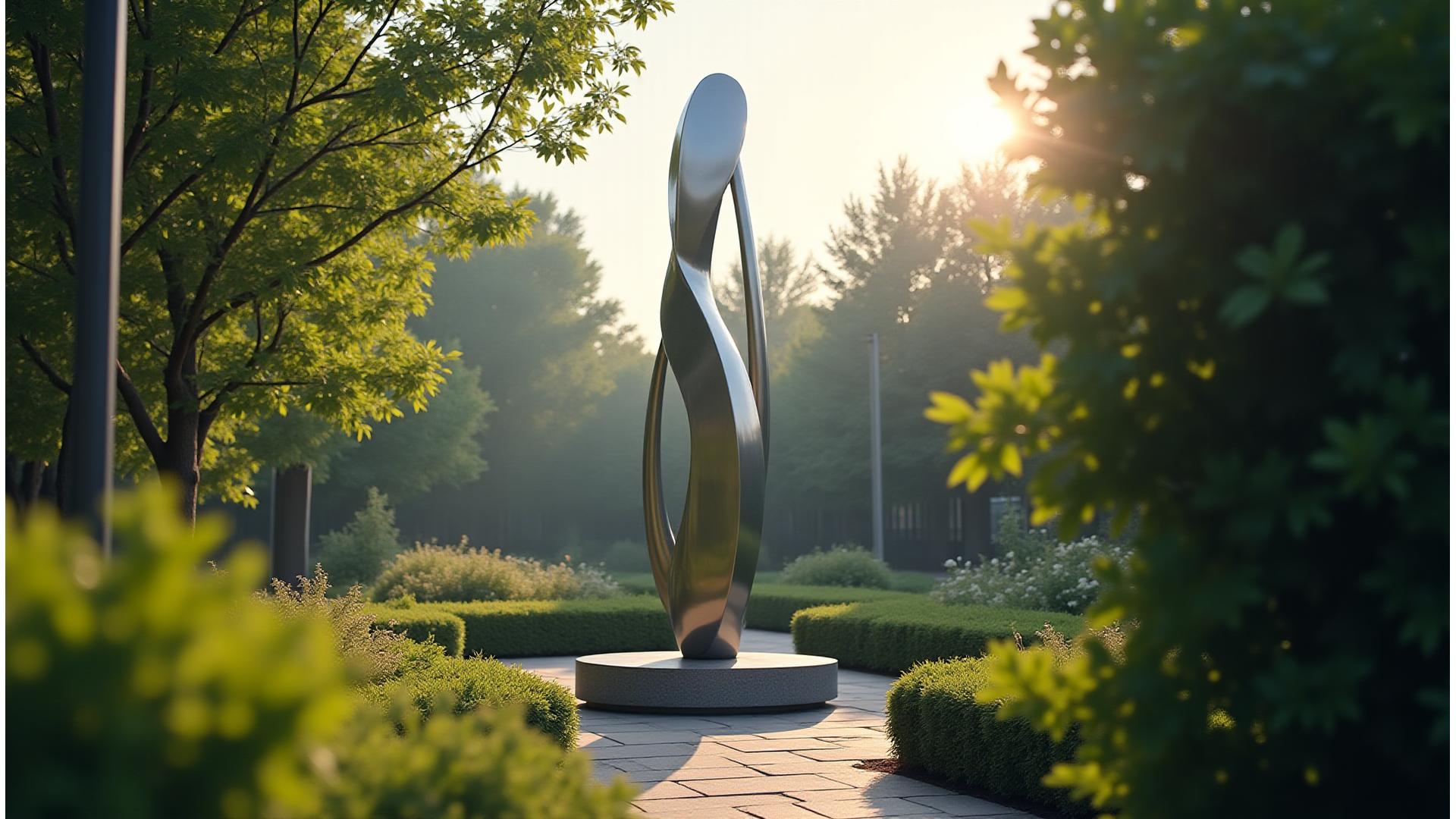 자연과 어우러진 대형 금속 환경 조각