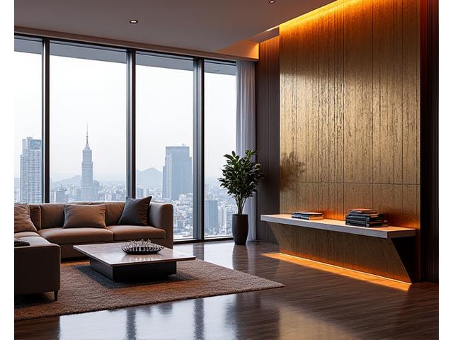 압구정 펜트하우스 거실의 고급 맞춤형 금속 아트월